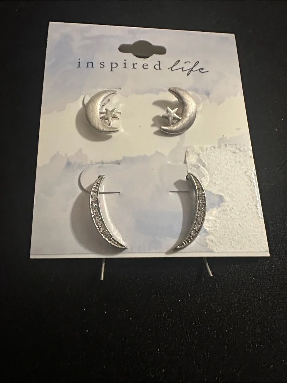 Inspired Life Silver Moon & Star Earring Set #166